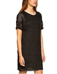 Vince Black Laser cut Lace Crochet Overlay Dress Size 12 - Picture 1 of 12