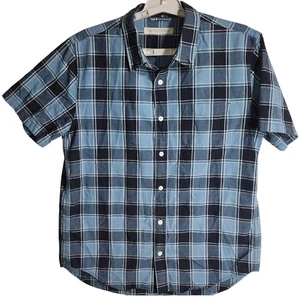 Camisa Outerknown Algodón Orgánico Manga Corta Azul A Cuadros Abotonada Mediana - Imagen 1 de 7
