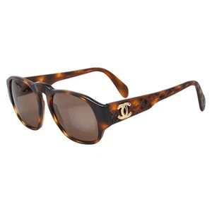 CHANEL Coco Mark Matelass Sunglasses Brown Plastic Ladies CHANEL Used - Picture 1 of 7