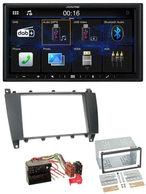 Alpine Bluetooth 2DIN MP3 DAB USB Autoradio für Mercedes C-Klasse - Bild 1 von 4
