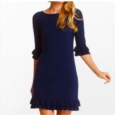 Vestido Suéter Lilly Pulitzer Helena Lana Volantes Talla X-Pequeño Foto 1 de 4