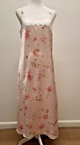 Oscar de la Renta Pink Label Lingerie Nightgown Floral Satin L Lace Slip Dress - Picture 1 of 11