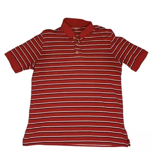 Lands' End Men's Pima Polo Shirt Size M Canyon Red Short Sleeve Made In Peru - Picture 1 of 6