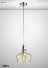 RETRO INDUSTRIAL GLASS SHADE KITCHEN LOFT DINING PENDANT LIGHT CHROME