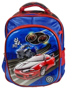 Kinder Rucksack Rennwagen 3D - Schulrucksack Rennauto Autorennen Schultasche - Picture 1 of 4