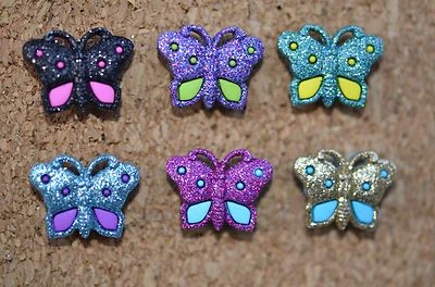 Set/6 blingy, butterfly-shaped,bulletin board pushpins, thumbtacks, or magnets - Image 1 of 4