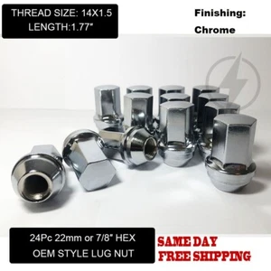 24pc Chrome Chevy Silverado OEM Factory 1.77" Lug Nuts 14x1.5 Fits Tahoe Blazer - Picture 1 of 7