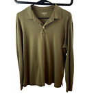 Lands End Men's Polo Shirt Green M 38-40 Long Sleeve Traditional Fit 100% Cotton