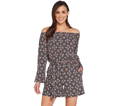 Mameluco elegante estampado fuera del hombro de verano para mujer talla grande 2X Foto 1 de 4