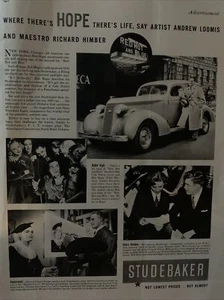 1937 vintage Studebaker print ad. Where There's Hope There's Life, Say Artist... - Picture 1 of 1