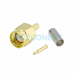 Lote de 10 piezas de soldadura de enchufe macho SMA conector RF crimpado para cable LMR100 RG316 RG174 - Imagen 1 de 3