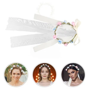 Floral Crown Headdress Artificial Bride Flower Wreath Bride Flower Crown with - Picture 1 of 12