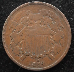 KAPPYSCOINS GH126 1864 VG VERY GOOD CIVIL WAR USED AND DATED TWO CENT PIECE - Picture 1 of 2