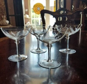 5 Royal Moselle German Cut Floral Wheat HARVEST Champagne Goblets Sherbets FIVE - Picture 1 of 6