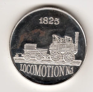 UNITED STATES OF AMERICA 1 oz silver fine 999 Ferrocarril LOCOMOTION 1825 Nº 1 - Imagen 1 de 2