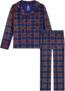 Max & Olivia NAVY Big Boy's 2 Piece Red  Plaid Button Pajama Set US Medium(8/10) - Picture 1 of 3