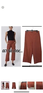 Kate Spade Saturday Burnt Orange Textured Cotton Wide Leg Cropped Pants Size 2 - Picture 1 of 9