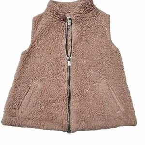 Old Navy Faux Sherpa Girls Pink Vest 4T Zip Up With Pockets - Picture 1 of 10
