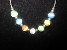 Vintage Costume Jewelry Phd Colorful Beads Necklace 8 1/2" 