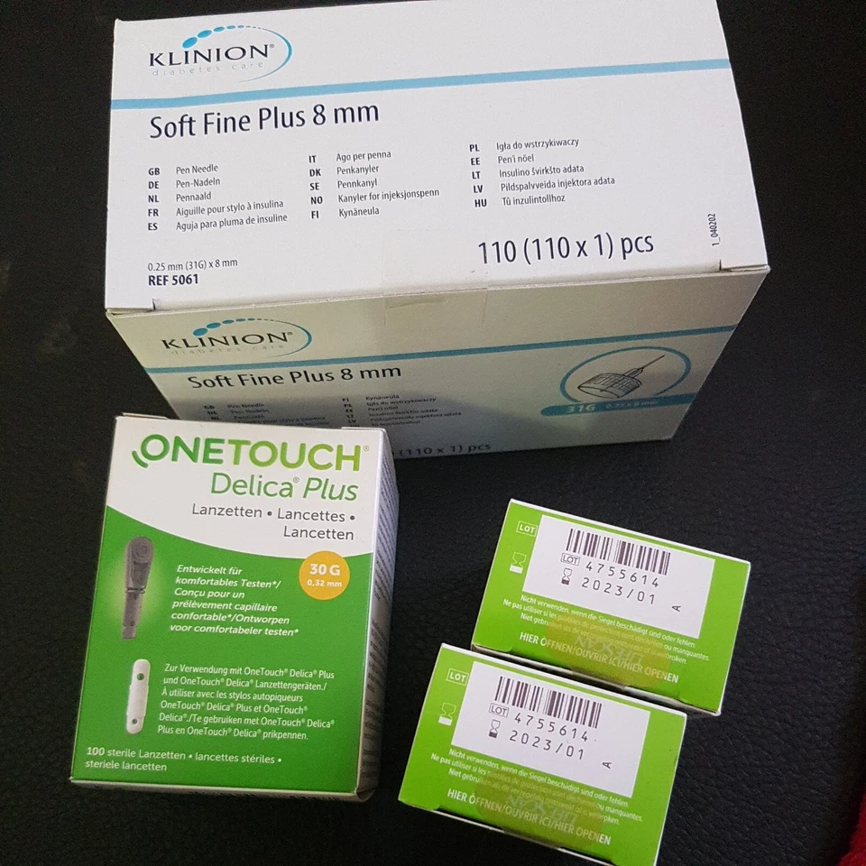 2 x One Touch Select Plus Teststreifen + 110 Soft fine plus 8mm + 100x Lanzetten - Bild 1 von 1