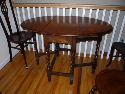 Antique  Small English Barley Twist Gate Leg Table Cover