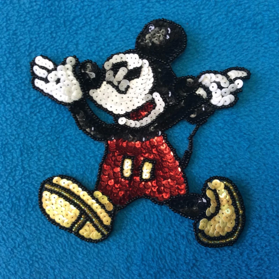 Mickey Mouse Lentejuelas y Cuentas Coser o Pegar en Apliques Motivos - Juego de 2 Foto 1 de 3