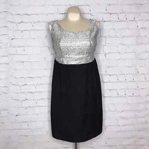 Vestido de fiesta vintage de oropel de pestañas años 60 negro y plateado hecho a mano talla S M - Imagen 1 de 8