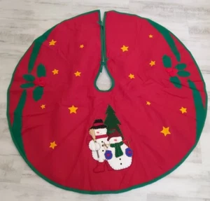Vintage Bastoncini Ramoscelli Feltro Albero di Natale Gonna Pupazzo di Neve Stelle Agrifoglio Applique 44" - Foto 1 di 10
