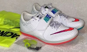 NIKE Zoom HJ Elite High Jump White Blue Jade Jumping Field Shoes Mens 4.5 11.5 - Picture 1 of 10