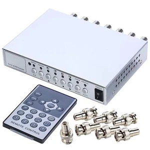 4CH Color QUAD System Video Splitter CCTV DVR Camera Processor Remote Control, - Afbeelding 1 van 6