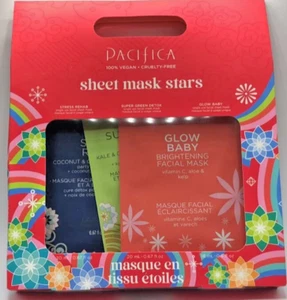 Pacifica Lenzuolo Maschera Stelle SET ~ Glow Baby Stress Rehab Super Green Detox ~ NUOVO - Foto 1 di 2