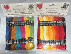 72 Skeins 36 UPTOWN BRIGHTS 36 SUNSET Embroidery Floss by Loops & Threads - Picture 1 of 2