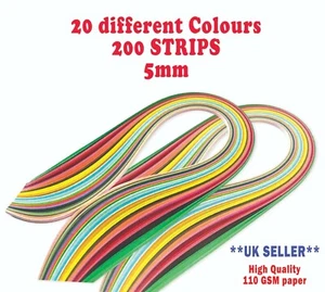 Quilling Paper Strips Craft 5mm 200 DIY Craft Quality DIY Home Decor Kit - Picture 1 of 14