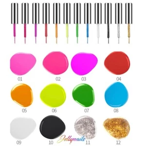 Nail Art Gel Liner 12 Colors Primary Colors Gel LED Curing  Gel Nail Polishes - Picture 1 of 5