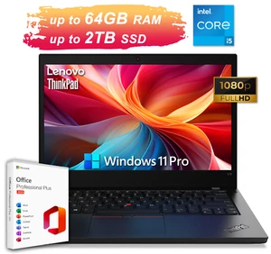 Lenovo ThinkPad Laptop L14 14 FHD Intel i5 Upto 64GB RAM 2TB SSD Pro Office 2024 - Picture 1 of 11