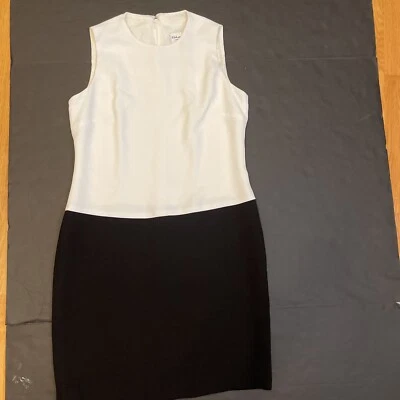 Vestido elegante emanuel hasta la rodilla cremallera trasera blanco negro sin mangas talla 6 Foto 1 de 4