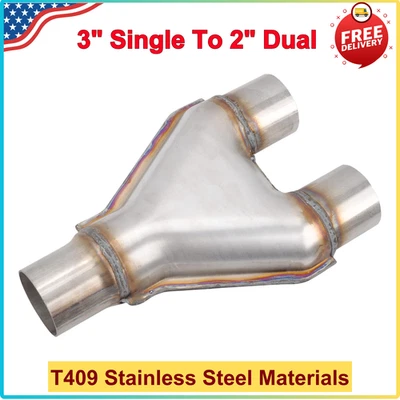 Tubo en Y de acero inoxidable T409 identificación de 3 pulgadas única a 2 pulgadas identificación escape doble estampado Foto 1 de 4