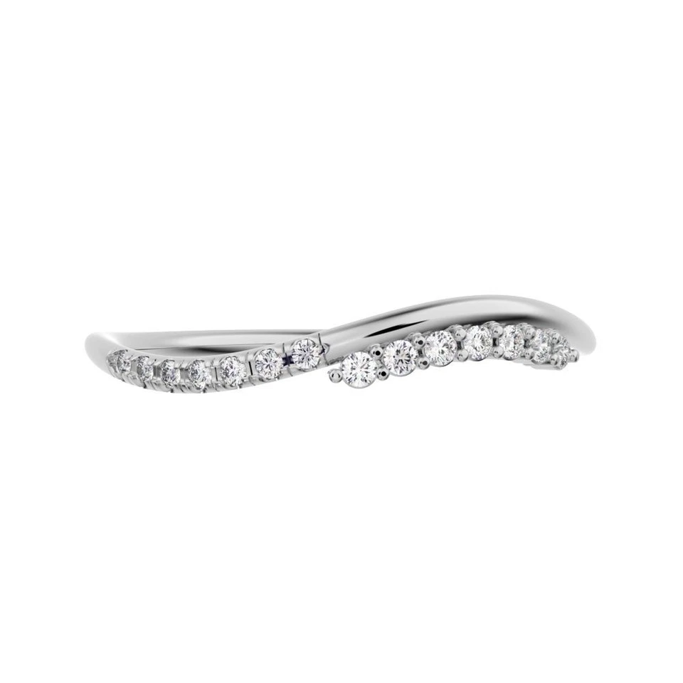 0.105 Ctw Round Cut Simulated Diamond Overlap 14K Gold Everyday Wedding Band - Image 1 of 1