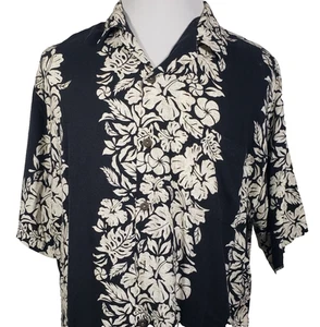 Pineapple Connection Hawaiian Shirt Mens XL Button Up Short Sleeve Black Floral - Picture 1 of 9