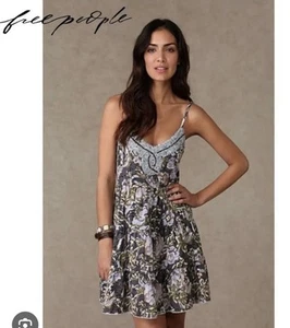 Free People Western Royalty Beaded Dark Floral Boho Sundress S Whimsigoth Fairy - Picture 1 of 14