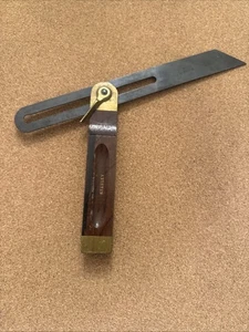 Vintage STANLEY No. 25 Brass & Rosewood Sliding T-Bevel Square 10" Inch - Picture 1 of 4