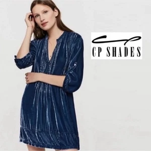 Vestido túnica CP Shades Regina azul terciopelo aplastado para mujer grande de lujo - Imagen 1 de 9