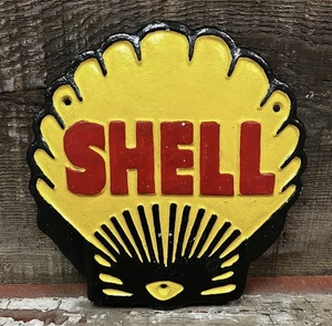 SHELL Oil “Seashell", London 1937, Cast Iron Wall Sign, 8” x 8” - Picture 1 of 2