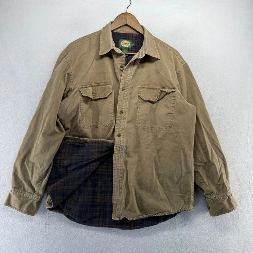 Cazadora Cabelas vintage para hombre grande de lona tostada forrada de franela gruesa descolorida años 90 Foto 1 de 4