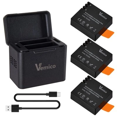 VEMICO Action Cam Batteria 3X1350mAh EK7000 Batteria PG1050 per AKASO EK7000 Pro, WOLFA