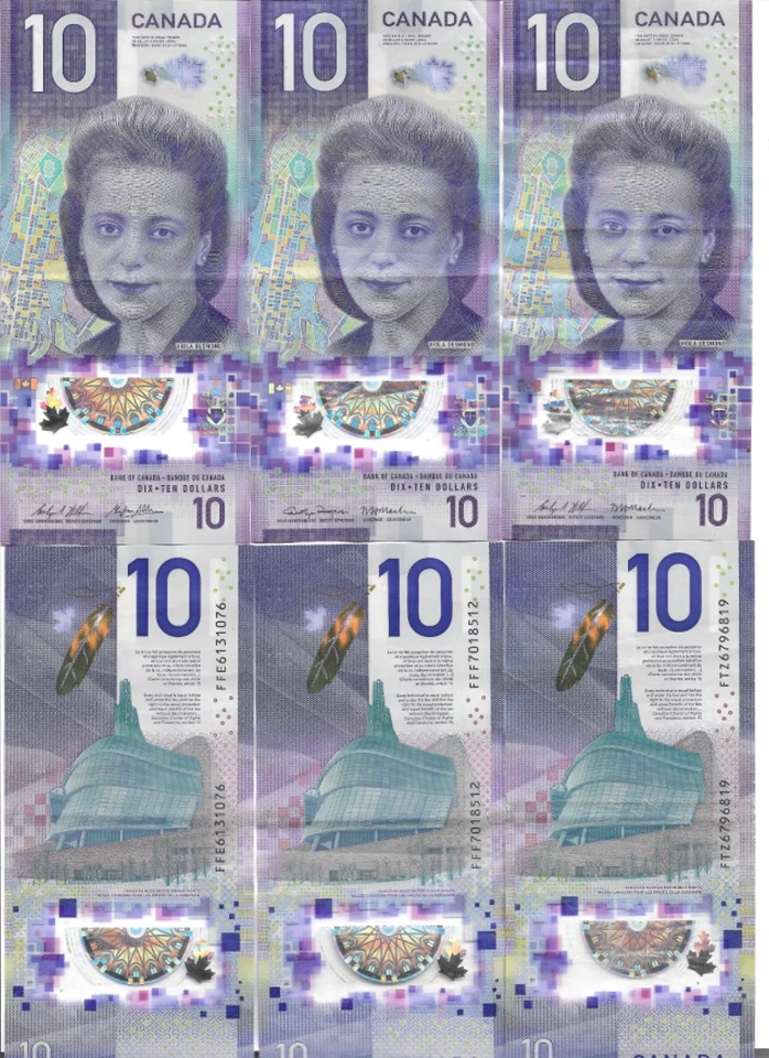 6 X 2018 Viola Desmond Canada $10 Polymer Banknotes Circulated Canadian Currency - Image 1 of 1