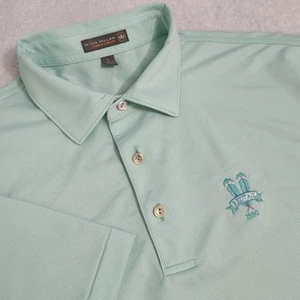 Polo Peter Millar Para Hombres Grande Azul Verano Comodidad Golf Cola Roja 1990 Logo - Imagen 1 de 9