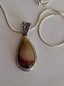 Beautiful Stamped 925 Silver Mookaite Jasper Pendant With 18 Inch 925 Chain - Picture 1 of 8