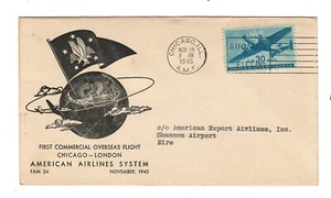 FUNDA 1ST VUELO COMERCIAL EN EL EXTRANJERO AMERICAN AIRLINES 1945 - Imagen 1 de 2