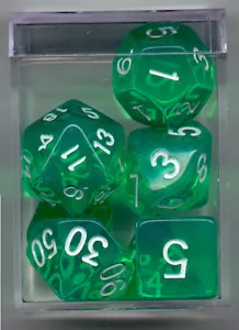 NEW CUBE RPG Dice Set of 7 - Translucent Light Green - Picture 1 of 2